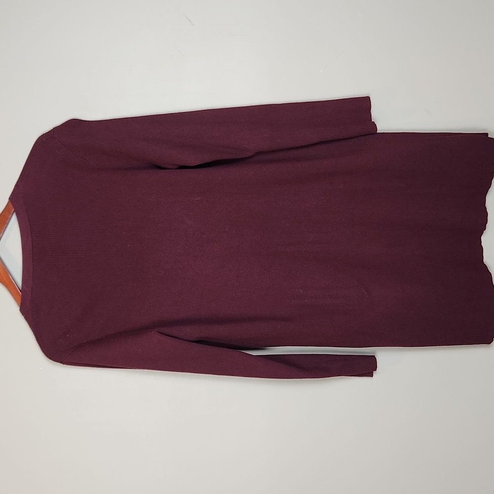 Ralph Lauren‎ Burgundy Open Front Longline Ribbed Cardigan Size Large - Picture 3 of 7